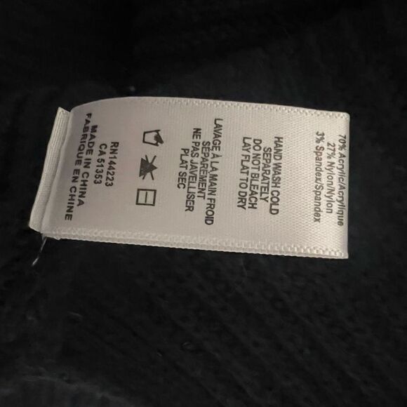 Bishop + Young Navy Blue Turtle Neck Side Slit Sleeveless Sweater Size Small - Picture 5 of 5